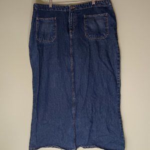 Tommy Hilfiger Women Sz 20 Modest Long Denim Blue Jean Skirt w Pockets NO Slit